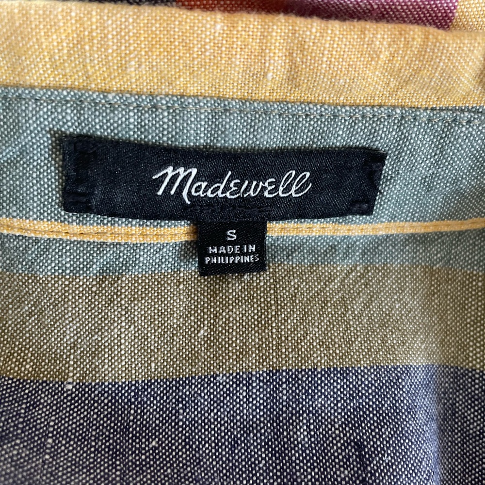 Madewell Short Sleeve Tie Front Rainbow Striped Button Up Shirt Small - Picture 3 of 8